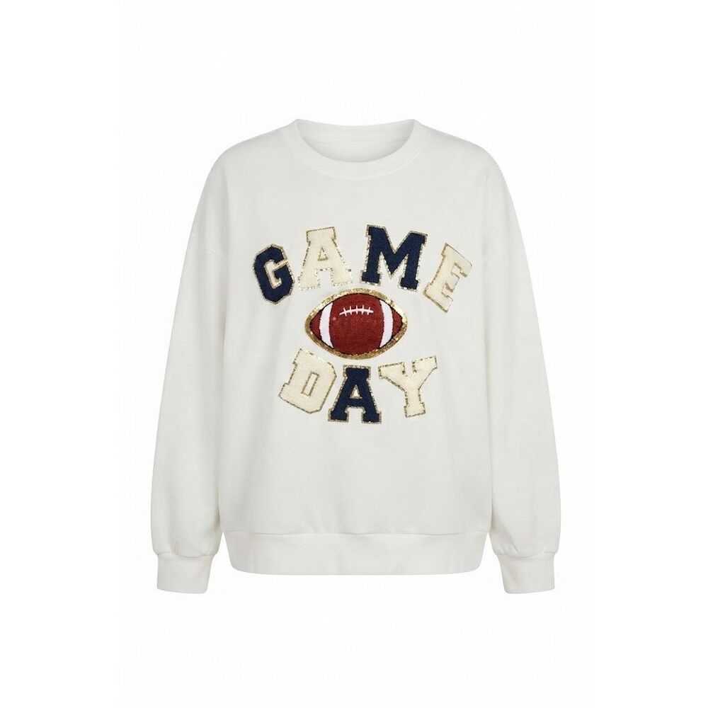 BiBi Cream 'Game Day' Sequin Football Crewneck Sweater - Picture 2 of 6